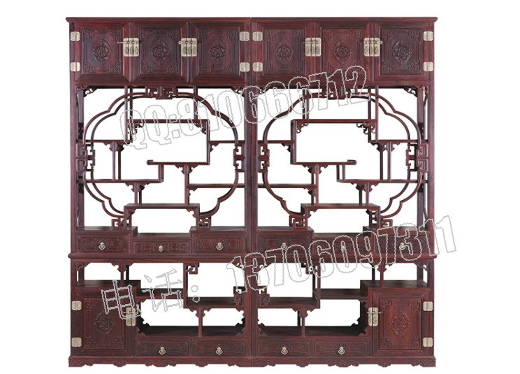 老撾大紅酸枝博古架